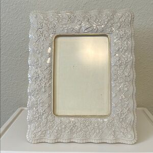 Vintage Lenox Wedding Promises picture frame with a textured flower design.
